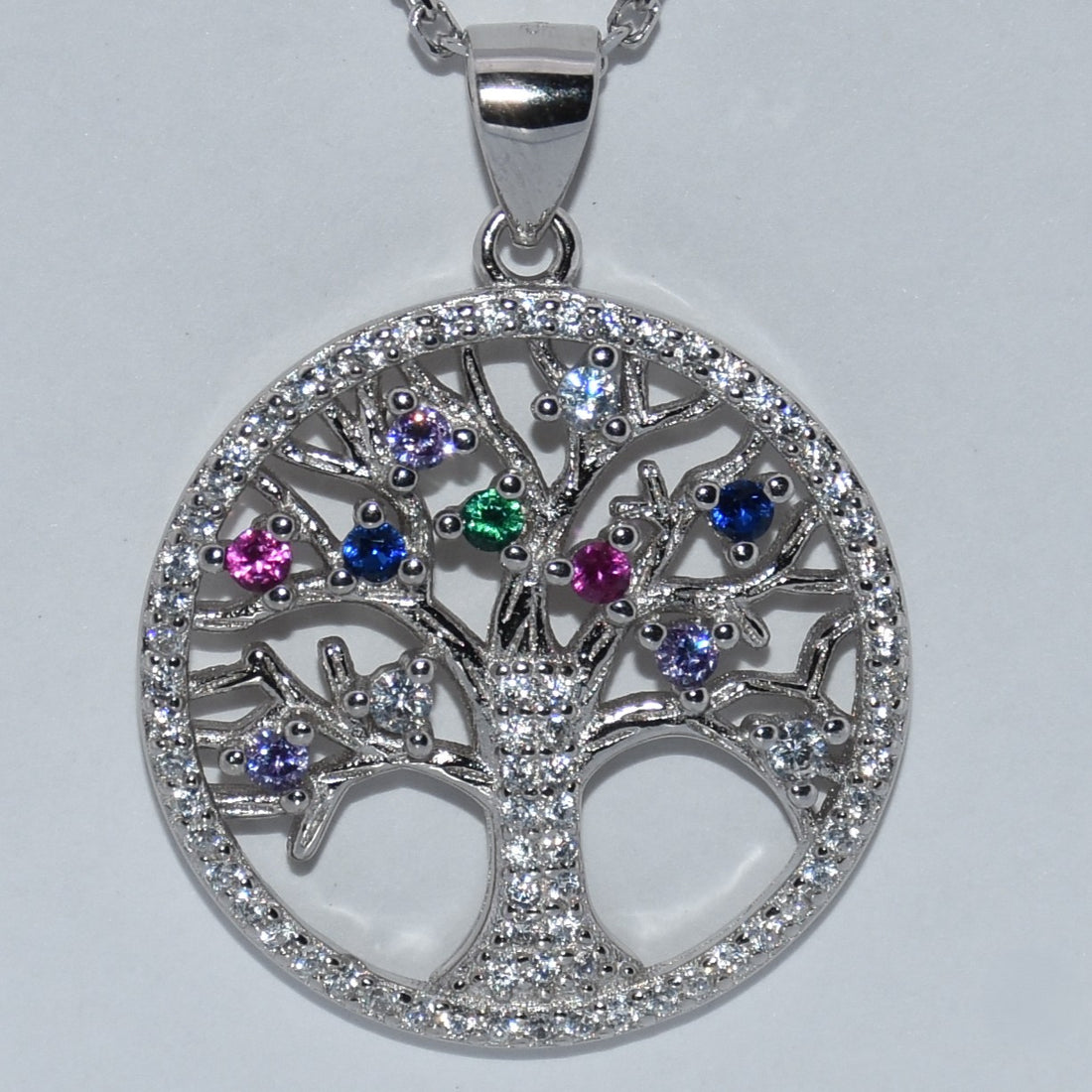 Sterling Silver | Multi-Colored Tree Of Life Pendant