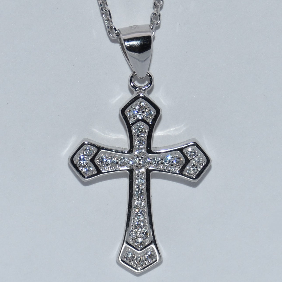Sterling Silver | Small CZ Round Cut 3.5mm Cross Pendant