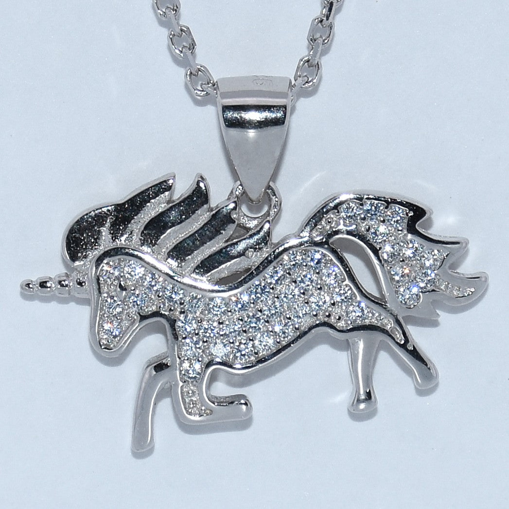 Sterling Silver | Unicorn CZ Pendant