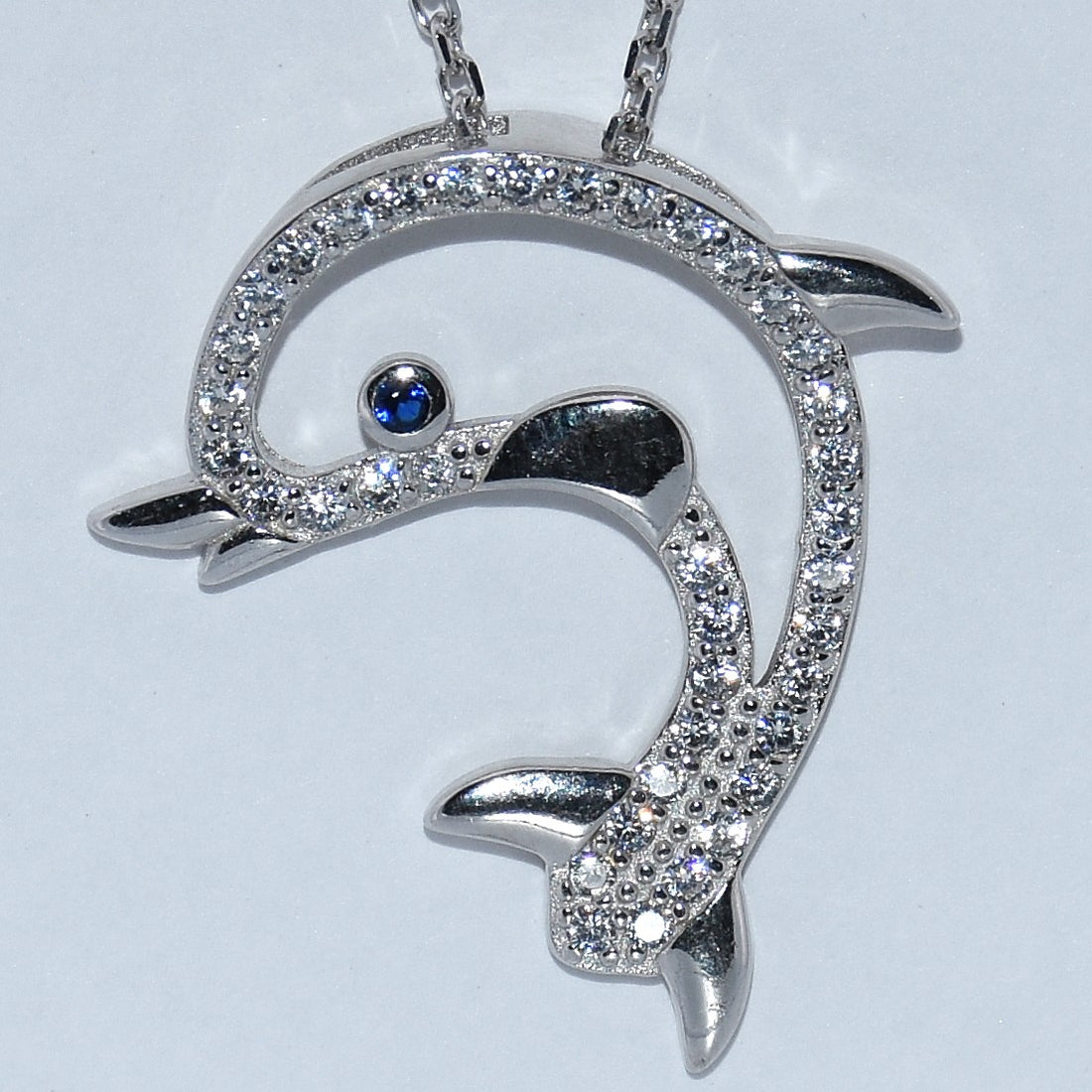 Sterling Silver | Blue Eye Dolphin Pendant