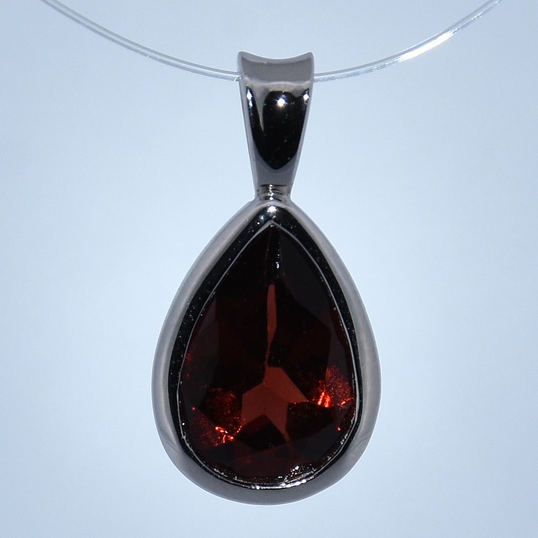 Sterling Silver | Natural 1.44ct Garnet Oval Bezel Set Pendant
