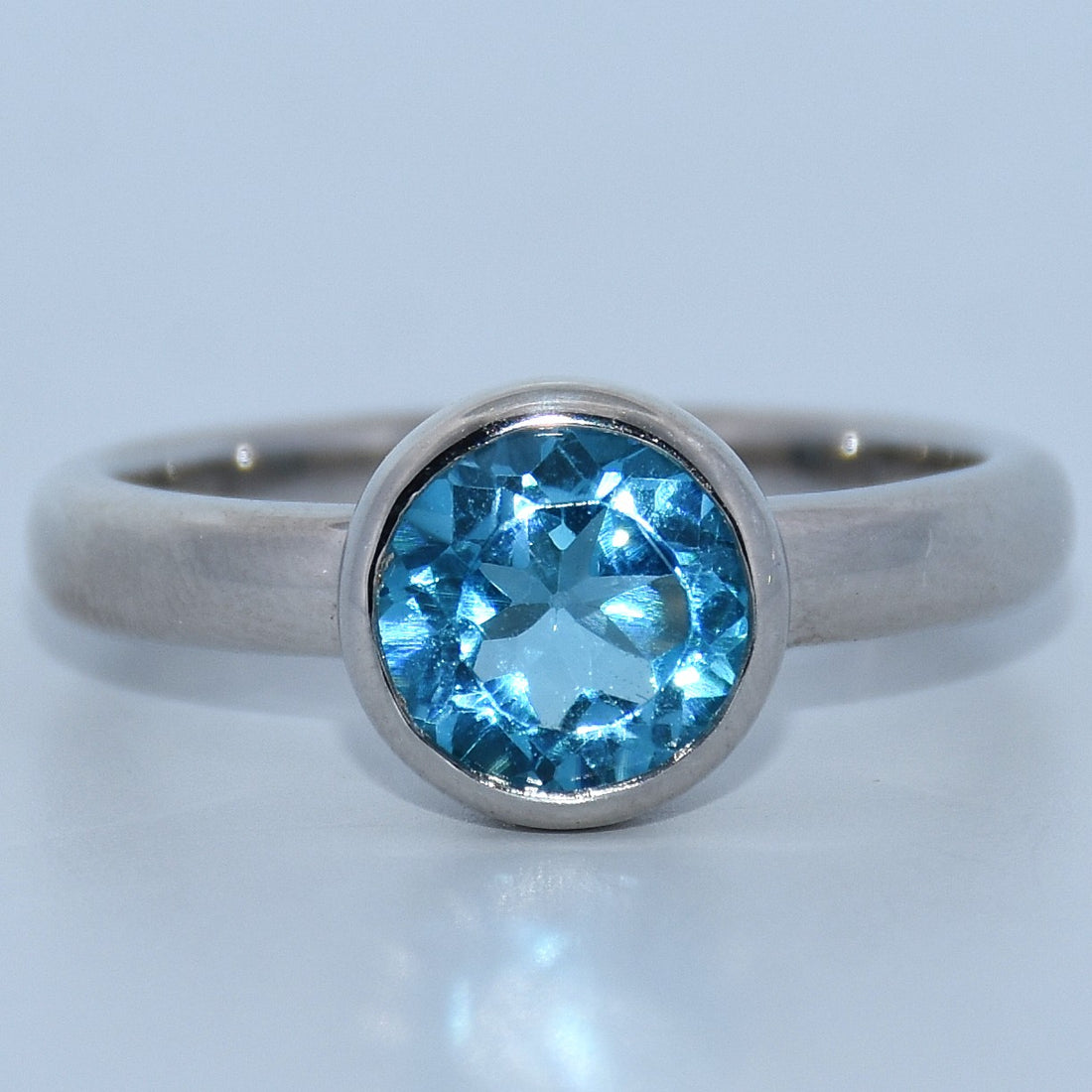 Sterling Silver | Natural 1.69ct Blue Topaz Bezel Set Ring