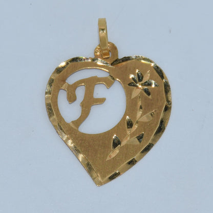 19.2K Portuguese Gold | Heart Initial Charm