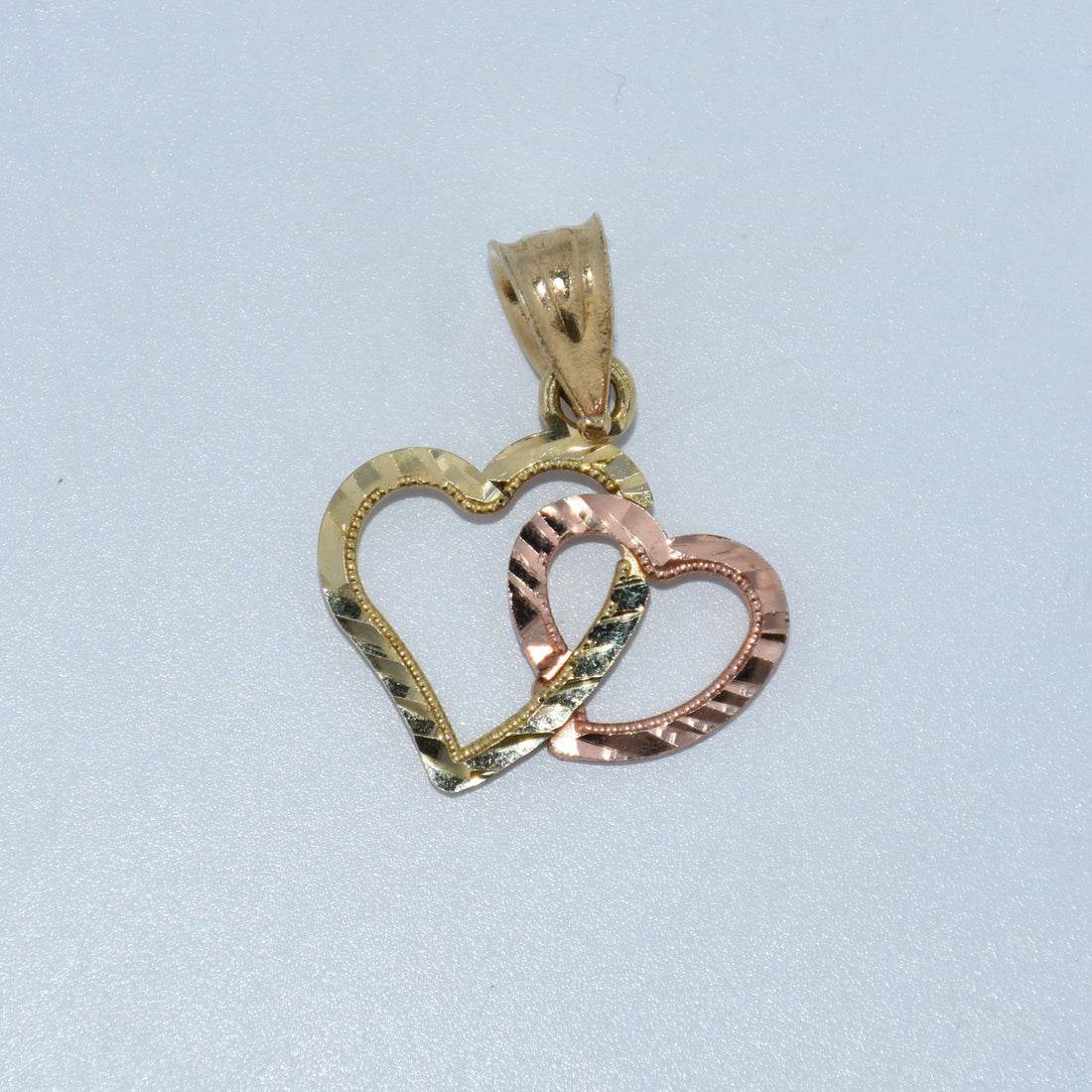 14K Gold | Two Tone Two Heart Pendant