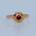 19.2K Portuguese Gold | Thin Round Garnet Ring
