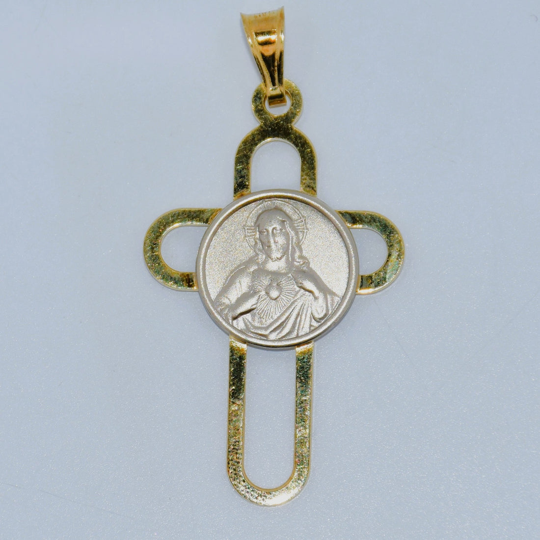 14K Gold | Two Tone Sacred Heart Pendant