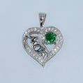 Sterling Silver | Sideway Mom Round Stone Pendant