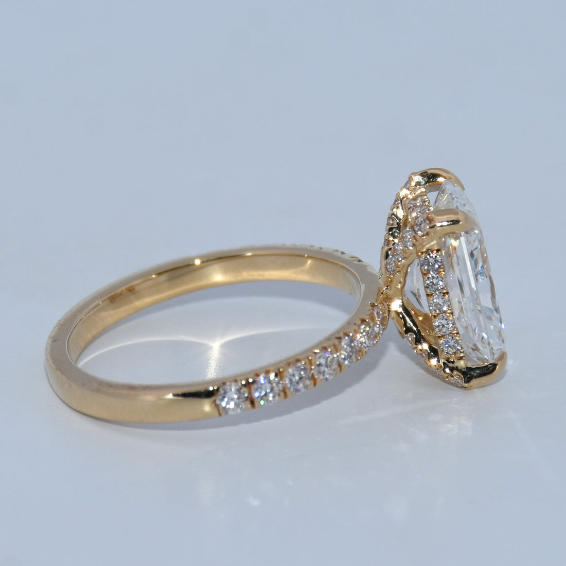 14K Gold | 3CT YG Hidden Halo Radiant Brilliant Lab Diamond Engagement Ring