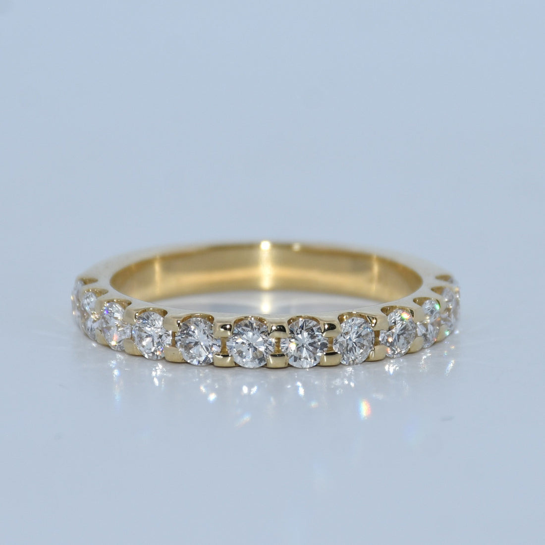 14K Gold | .91Cttw Half Eternity YG Natural Diamond Wedding Band