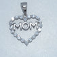 Sterling Silver | CZ Heart Mom Pendant