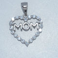 Sterling Silver | CZ Heart Mom Pendant