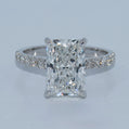 14K Gold | 4CT WG Radiant Lab Diamond Hidden Halo Accented Engagement Ring
