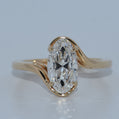 14K Gold | 2CT YG Moval Brilliant Bypass Solitaire Engagement Ring