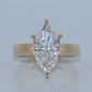 14K Gold | 3CT YG Dutch Marquise Lab Diamond Flat Cigar Band Engagement Ring