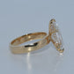 14K Gold | 3CT YG Dutch Marquise Lab Diamond Flat Cigar Band Engagement Ring