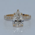 14K Gold | 3CT YG Pear Brilliant Hidden Halo Accented Band Lab Diamond Engagement Ring
