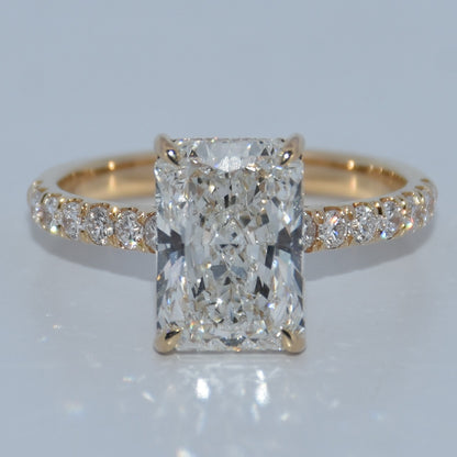 14K Gold | 3CT YG Hidden Halo Radiant Brilliant Lab Diamond Engagement Ring