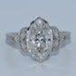 14K Gold | WG 2.05CT Marquise Vintage Cathedral Lab Diamond Engagement Ring
