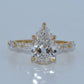 14K Gold | YG 2.98CT Pear Accented Band Lab Diamond Engagement Ring