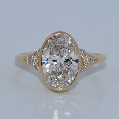 14K Gold | YG 3.06CT Oval Bezel Lab Diamond Engagement Ring