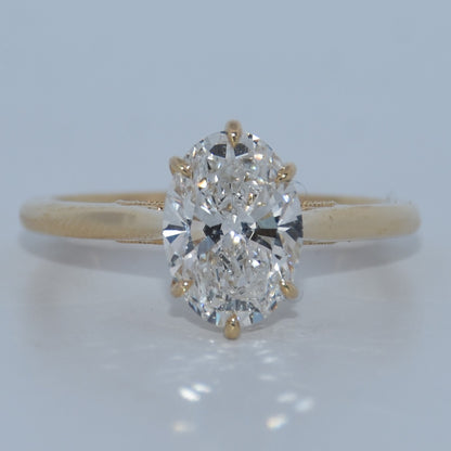 14K Gold | YG 2.08CT Oval Brilliant Solitaire Lab Engagement Ring