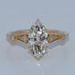 14K Gold | YG 1.70CT Marquise Lab Diamond Vintage Filigree Band Engagement Ring