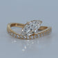 14K Gold | YG 1.028CT Pear Lab Grown Wavy Pave Offset Marquise Engagement Ring