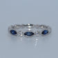 18K Gold | WG .51CT Marquise Natual Sapphire & .28CT Round Natural Diamond Band Ring