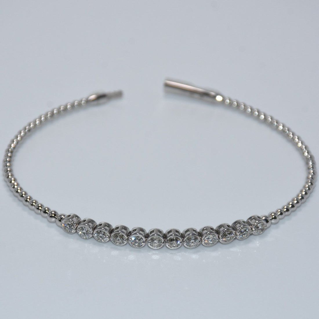 14K Gold | WG 0.97 ct Natural Diamond Flex Bezel Bangle Bracelet