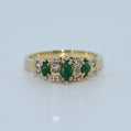 14K Gold | .32ct Marquise Natural Emerald .08ct Natural Round Diamond Ring