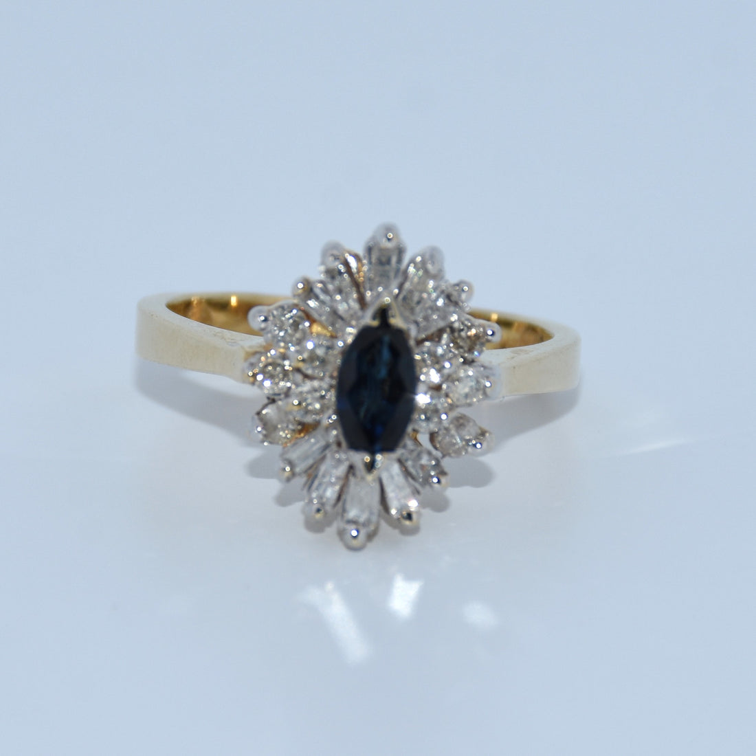 14K Gold | YG Marquise Sapphire and Diamond Ring