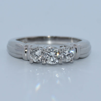 Platinum | 3 Stone Natural Diamond Engagement Ring .83cttw