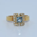 19.2K Portuguese Gold | Square Aquamarine Ring