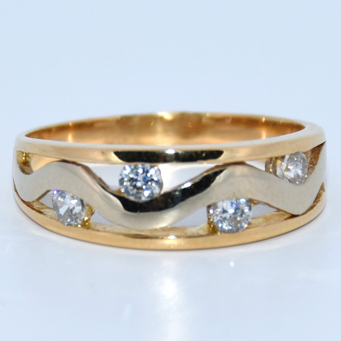 19.2K Portuguese Gold | Two Tone CZ design Ring