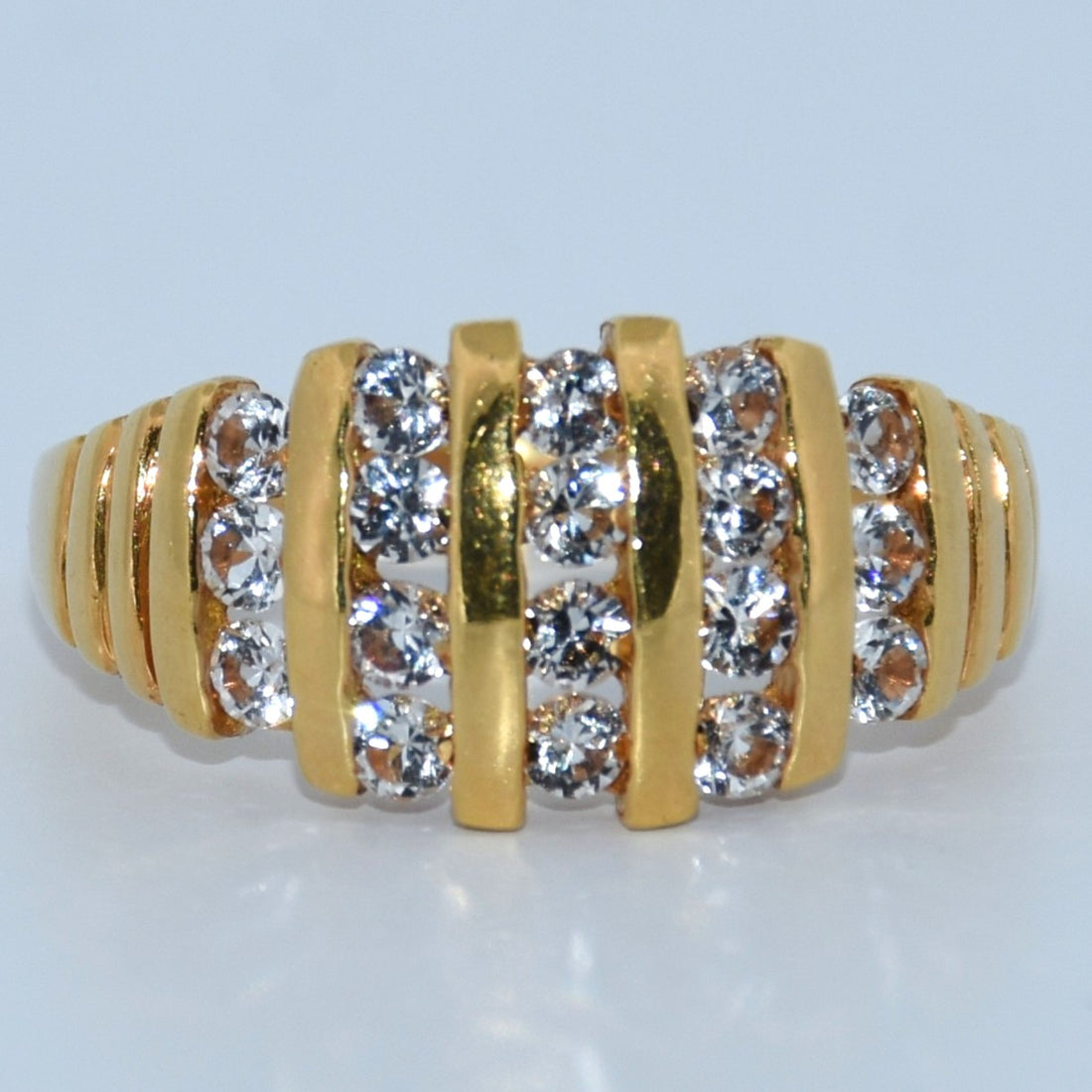 19.2K Portuguese Gold | Croissant 5 CZ Row Ring