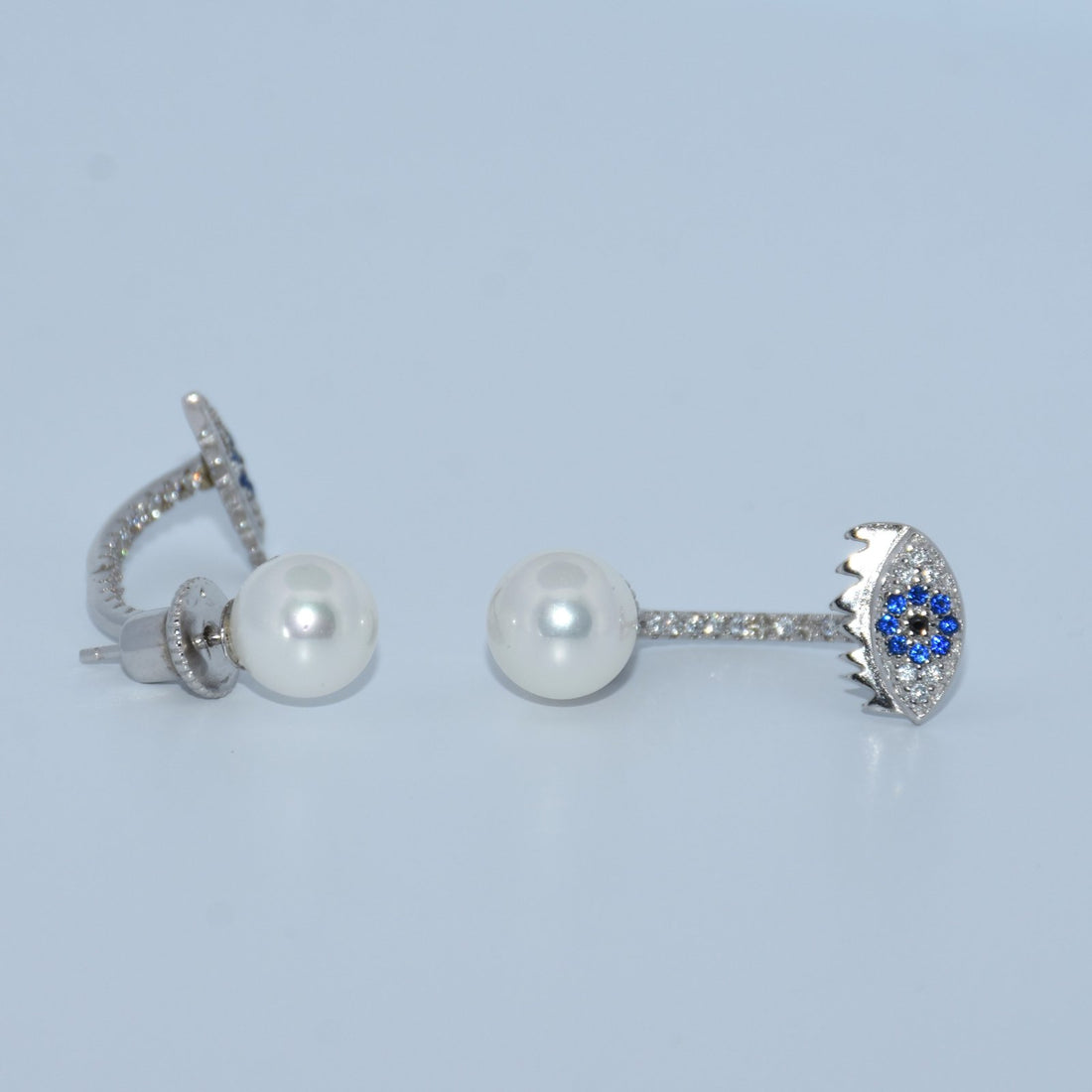 Sterling Silver | Pearl Evil Eye Earrings