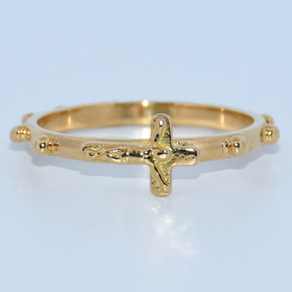 19.2K Portuguese Gold | Rosary Cross Ring
