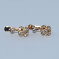 19.2K Portuguese Gold |  Small CZ Clover Huggie Earrings