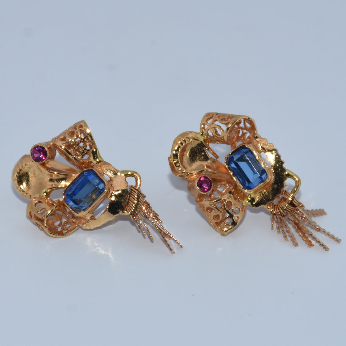 19.2K Portuguese Gold | Antique Blue Stone Earrings