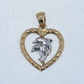 14K Gold | Dolphin Heart Charm