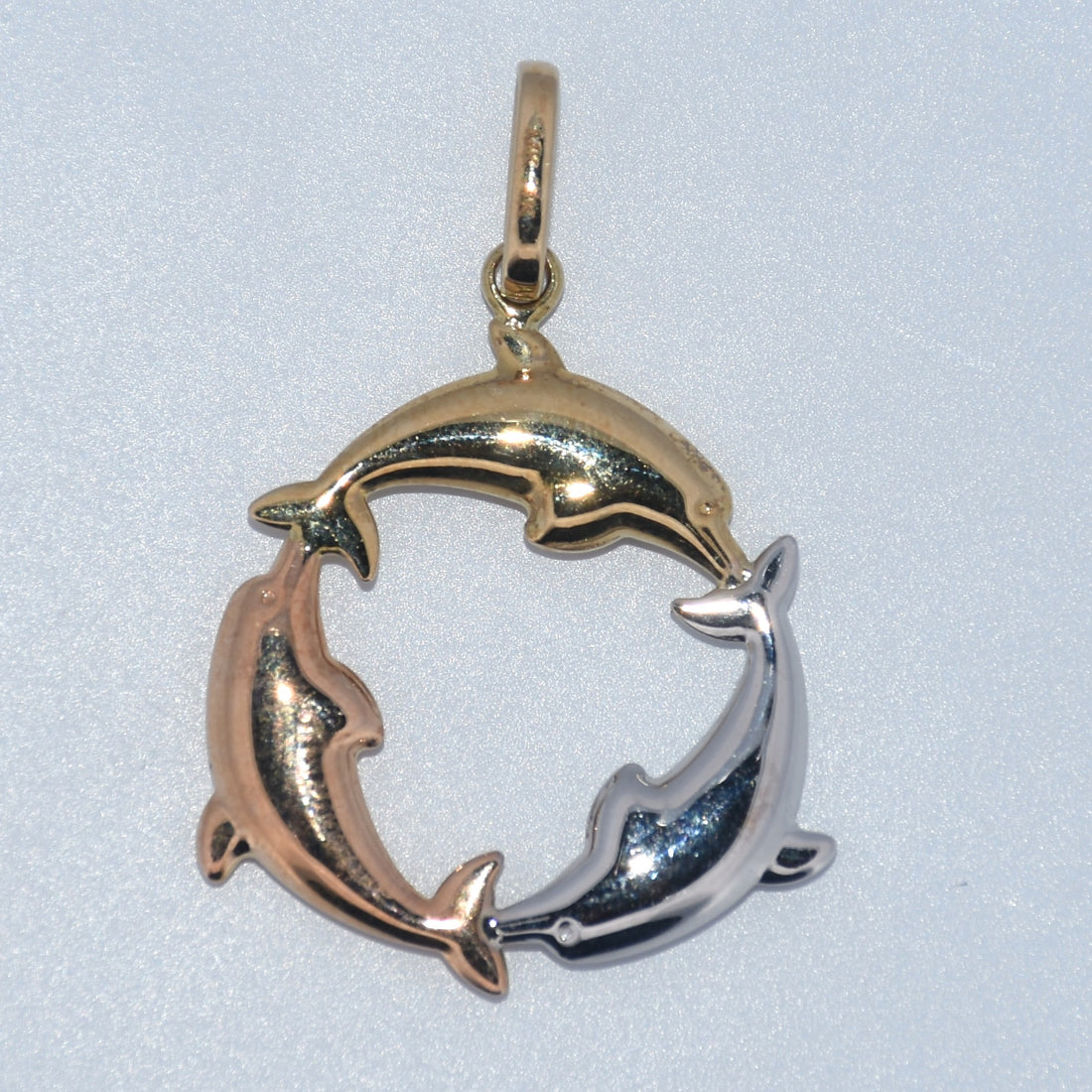 14K Gold | Tricolor Dolphin Pendants