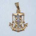 14K Gold | Medium Two Tone Jesus on Anchor Pendant