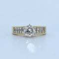 14K Gold | YG Natural Round Diamond 1ct Center Stone .60ct Princess Cut Shank Engagement Ring