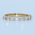 14K Gold | .49ct Natural Diamond Round Half Eternity Band Shared Prong Wedding Band