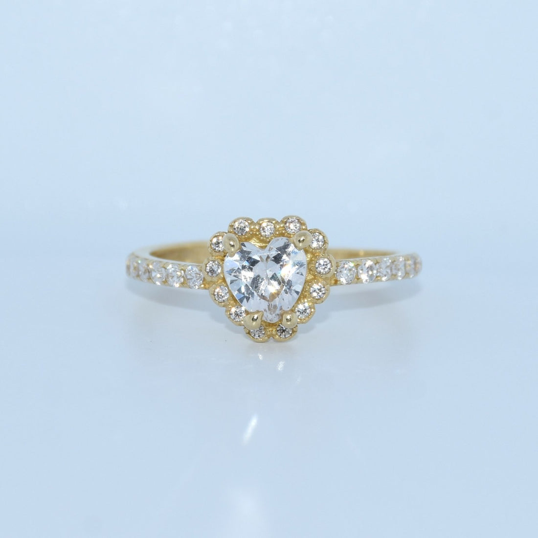 14K Gold | Heart Shaped Ring w/ cz halo