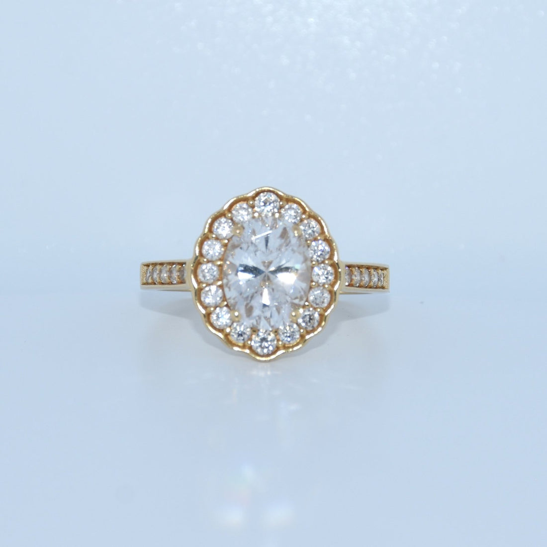 14K Gold | CZ Oval Halo