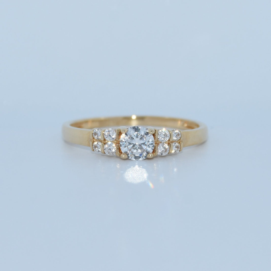 14K Gold | CZ Small Double Row