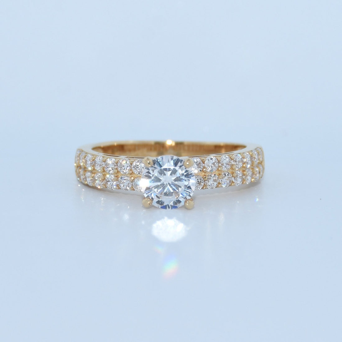 14K Gold | CZ Double Row
