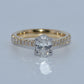 14K Gold | 1ct Oval Lab Diamond Y/W Gold Hidden Halo with .49cttw Natural Setting Accented Engagement Ring