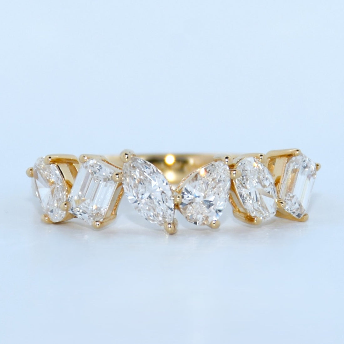 14K Gold | YG 1.315cttw Marquise/Oval/Pear/Emerald Lab Diamond Wedding/Anniversary Band